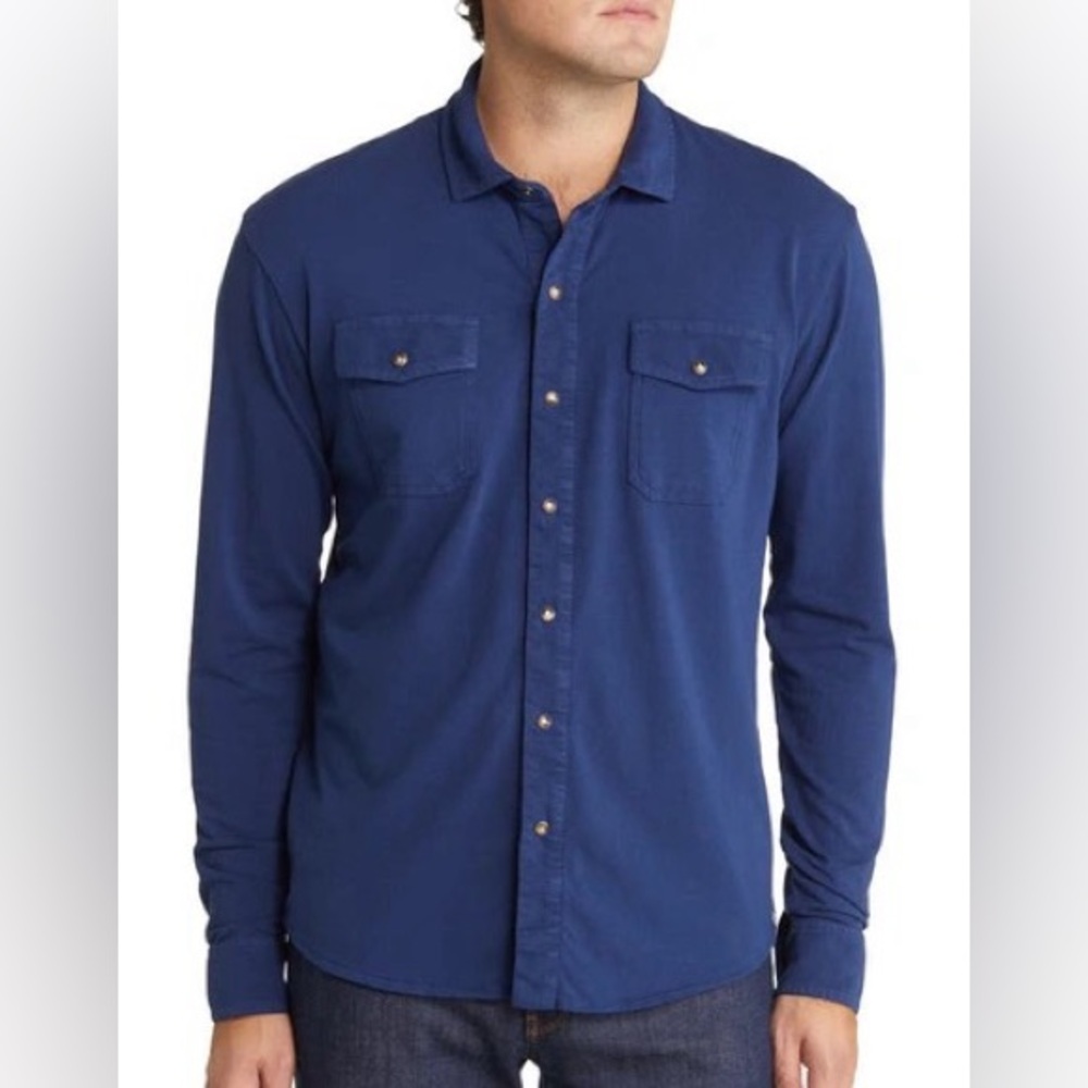 Men’s Navy Peter Millar Lava Wash Stretch Cotton Shirt Jacket Size XXL